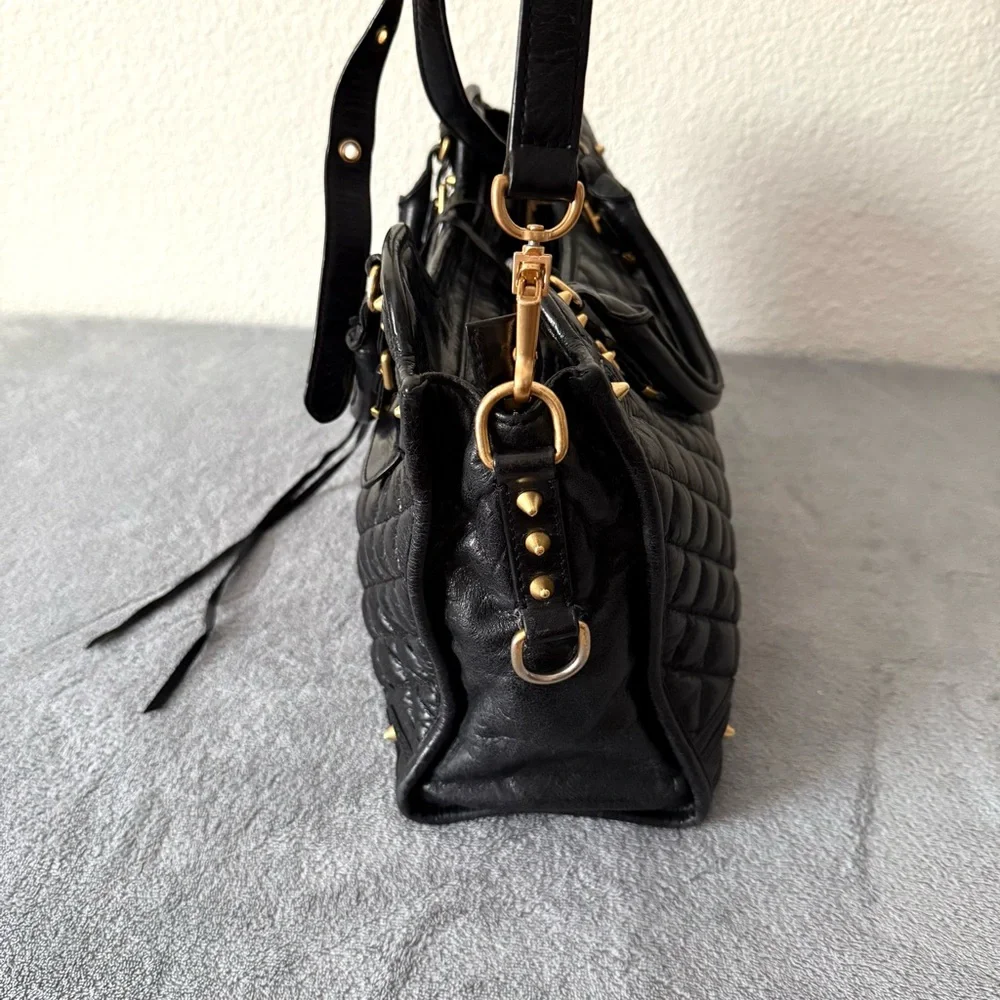Rebecca Minkoff Quilted Leather Desired Satchel/Crossbody Bag Studded